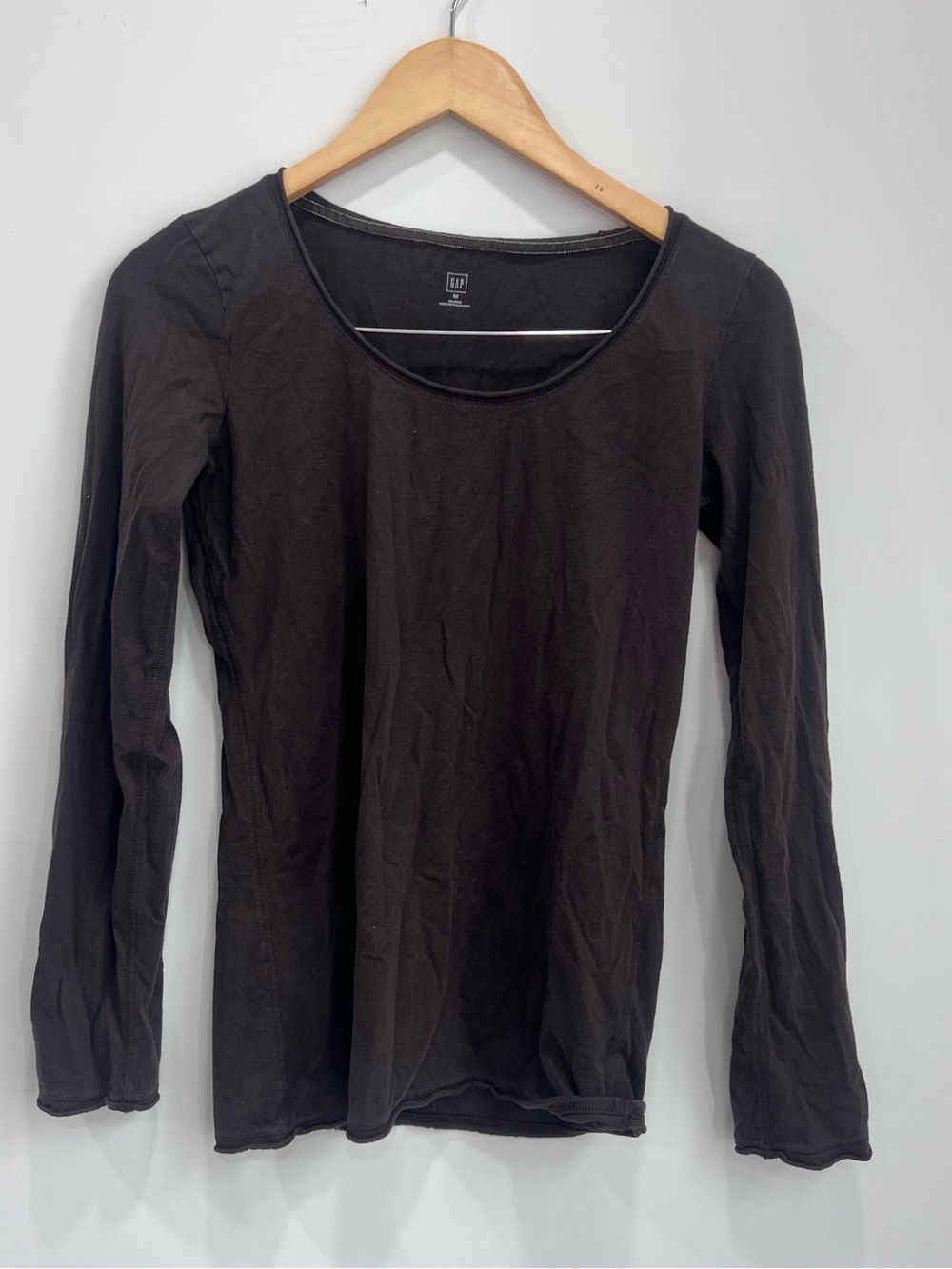 Gap Women's Brown Long-Sleeve Scoop Neck Top